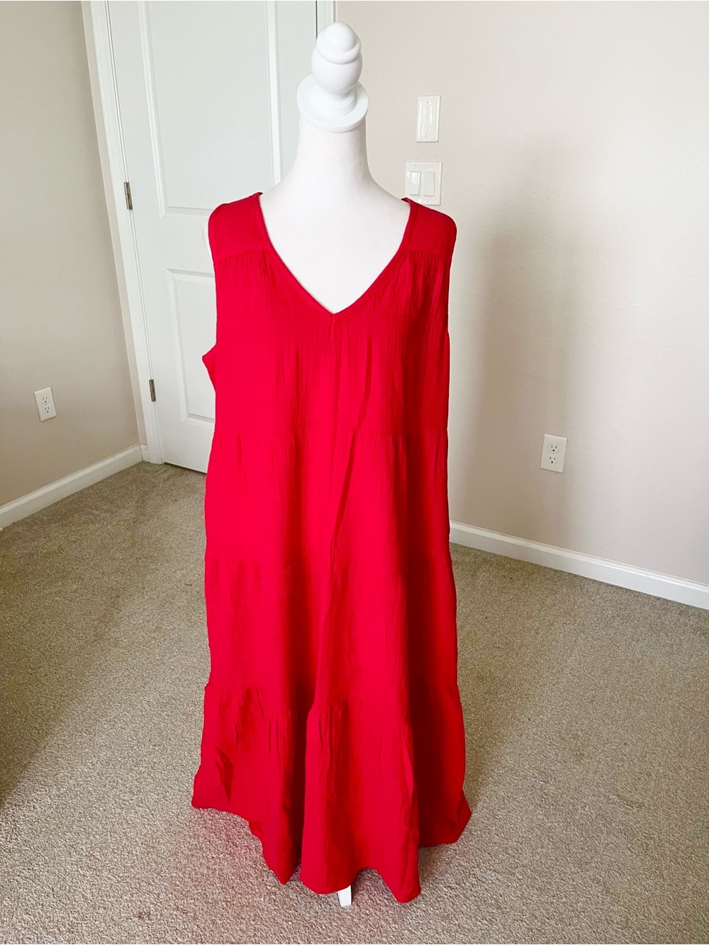 NWT Quince 100% Organic Cotton Gauze Tiered Maxi Dress Size XL